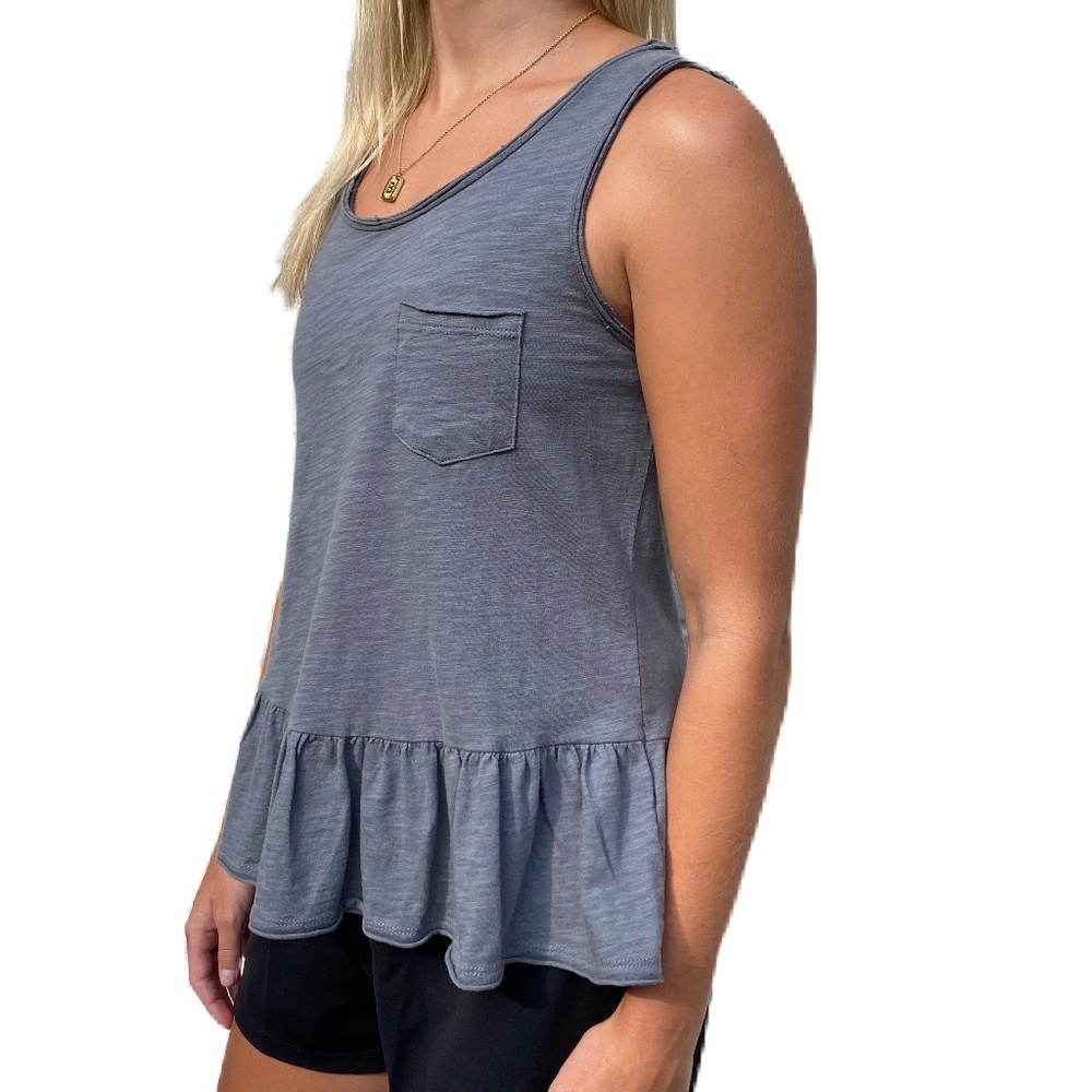 Anthropologie eri + ali tee peplum pocket tank gray XS